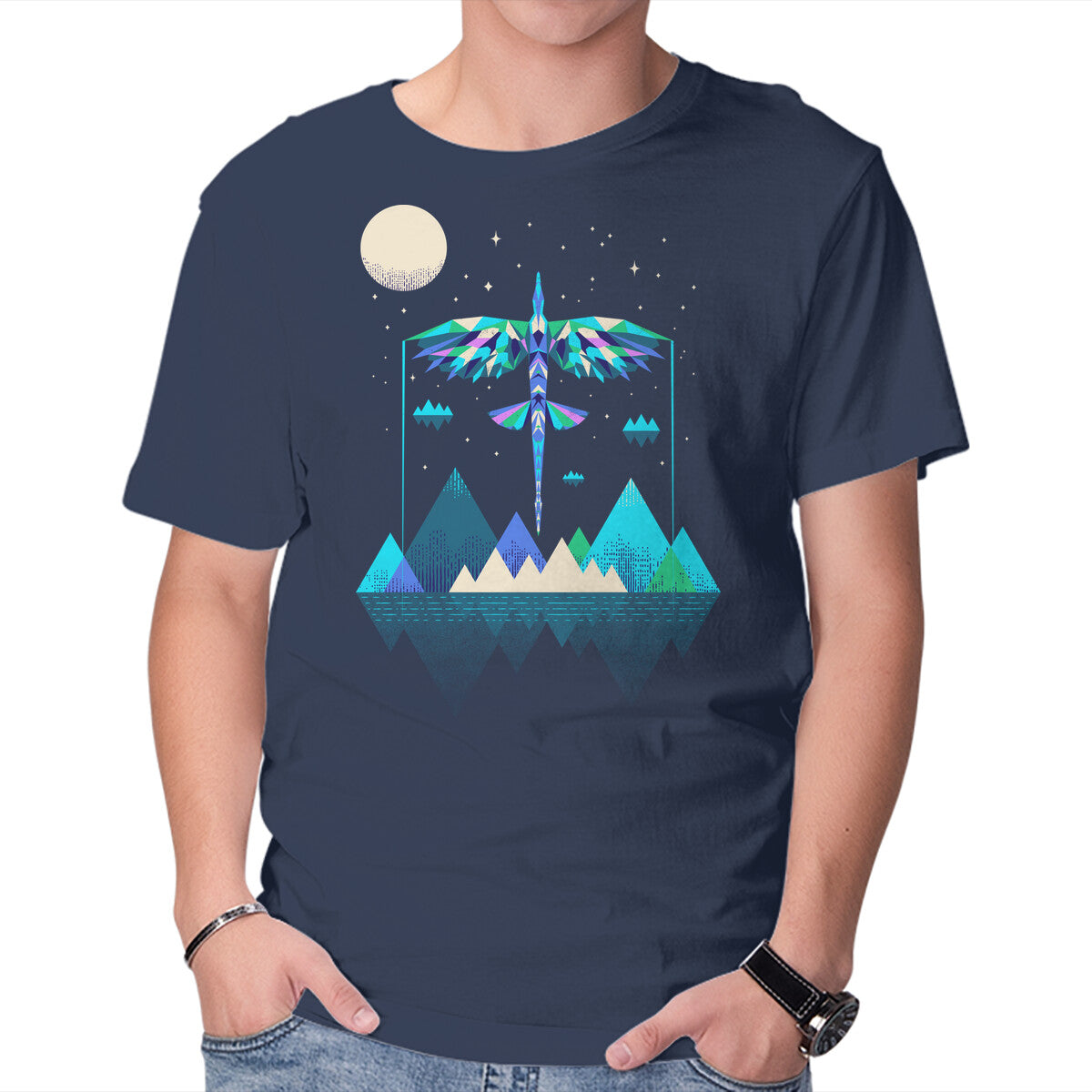 The Way Of The Wing – Fantasy Graphic T-Shirt in navy, product display