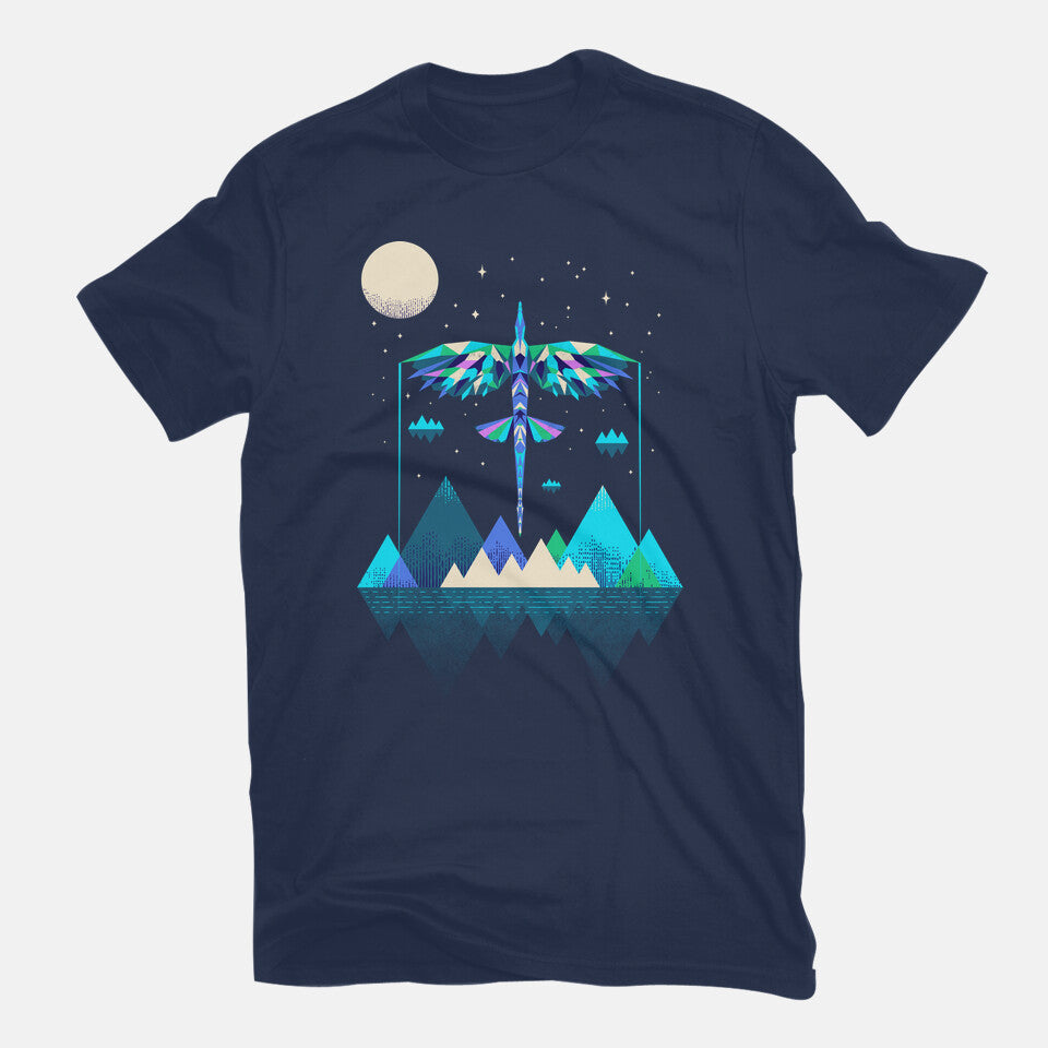The Way Of The Wing – Fantasy Graphic T-Shirt in navy, flat-lay product view