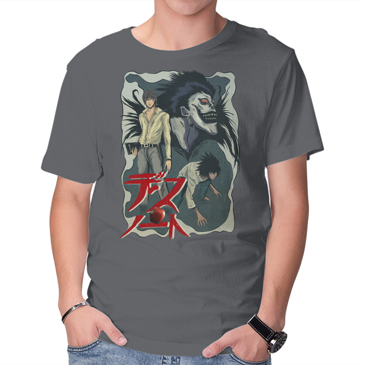 Notes Of Death – Anime Graphic T-Shirt in charcoal, product display
