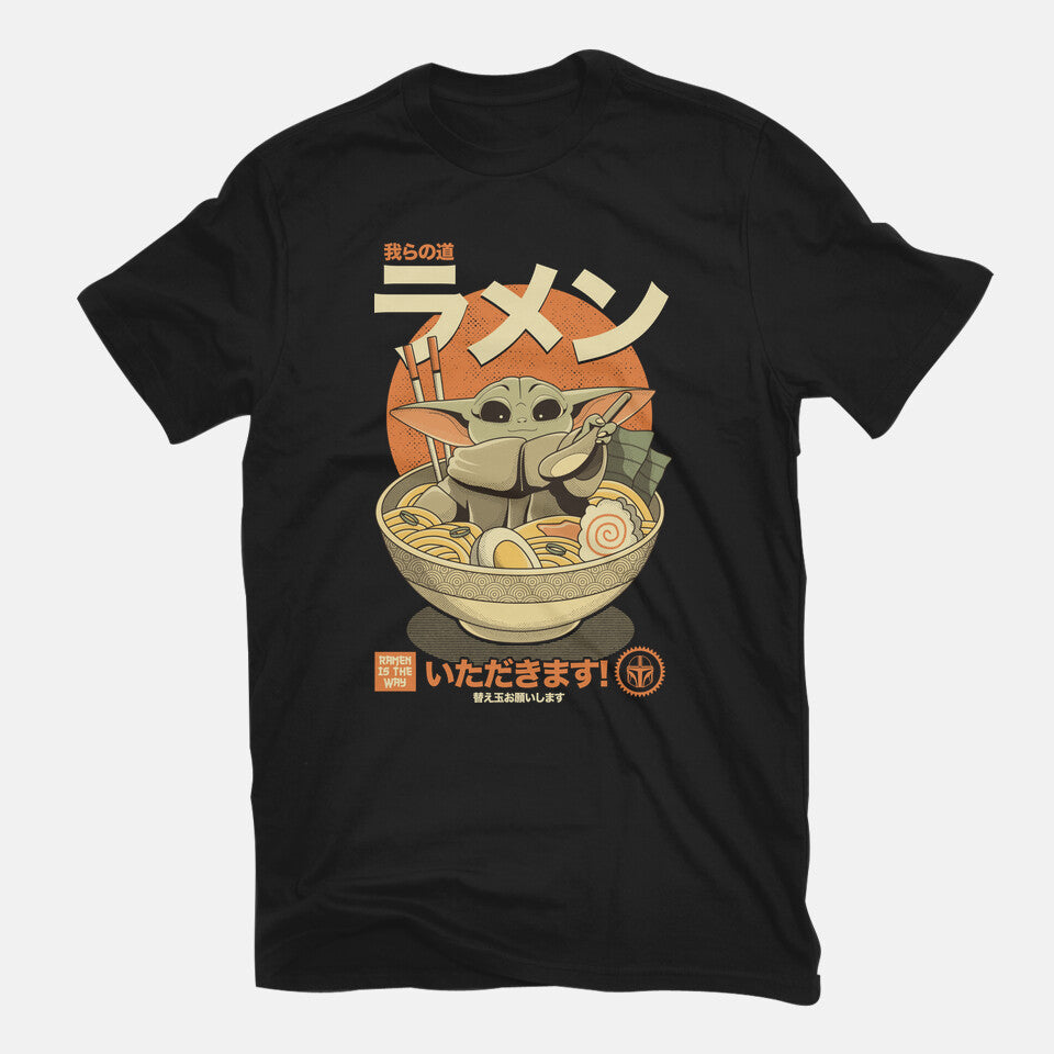 Ramen Is The Way – Sci-Fi Graphic T-Shirt in black, flat-lay product view