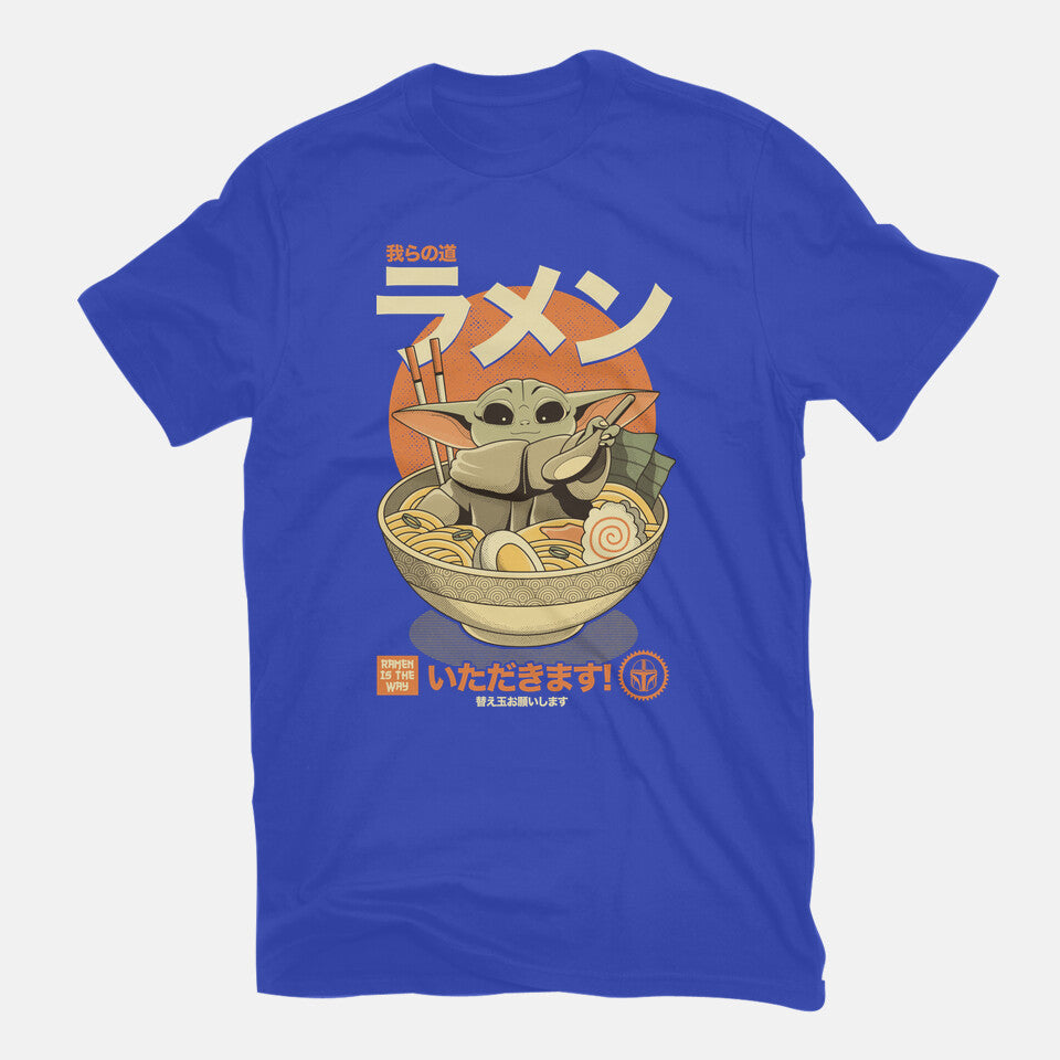 Ramen Is The Way – Sci-Fi Graphic T-Shirt in royal blue, flat-lay product view