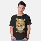 Model wearing black Ramen Is The Way – Sci-Fi Graphic T-Shirt