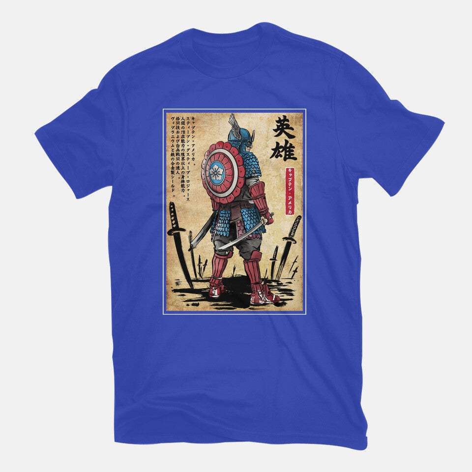 Captain Samurai Graphic T-Shirt in royal blue, flat-lay product view