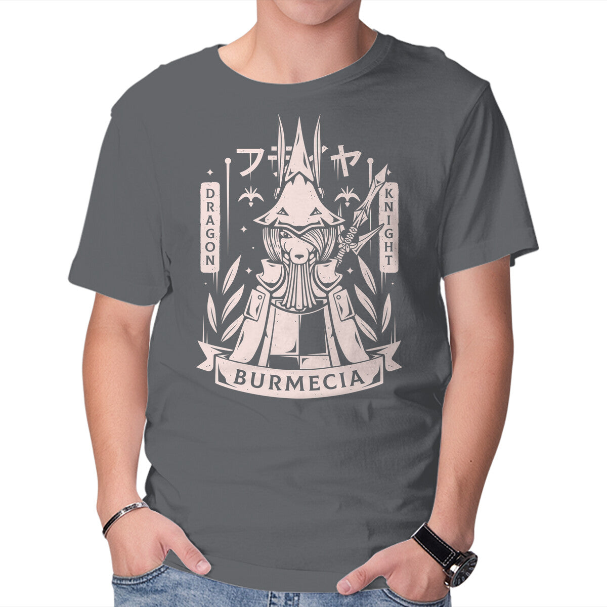 Freya Dragon Knight – Gaming Graphic T-Shirt in charcoal, product display
