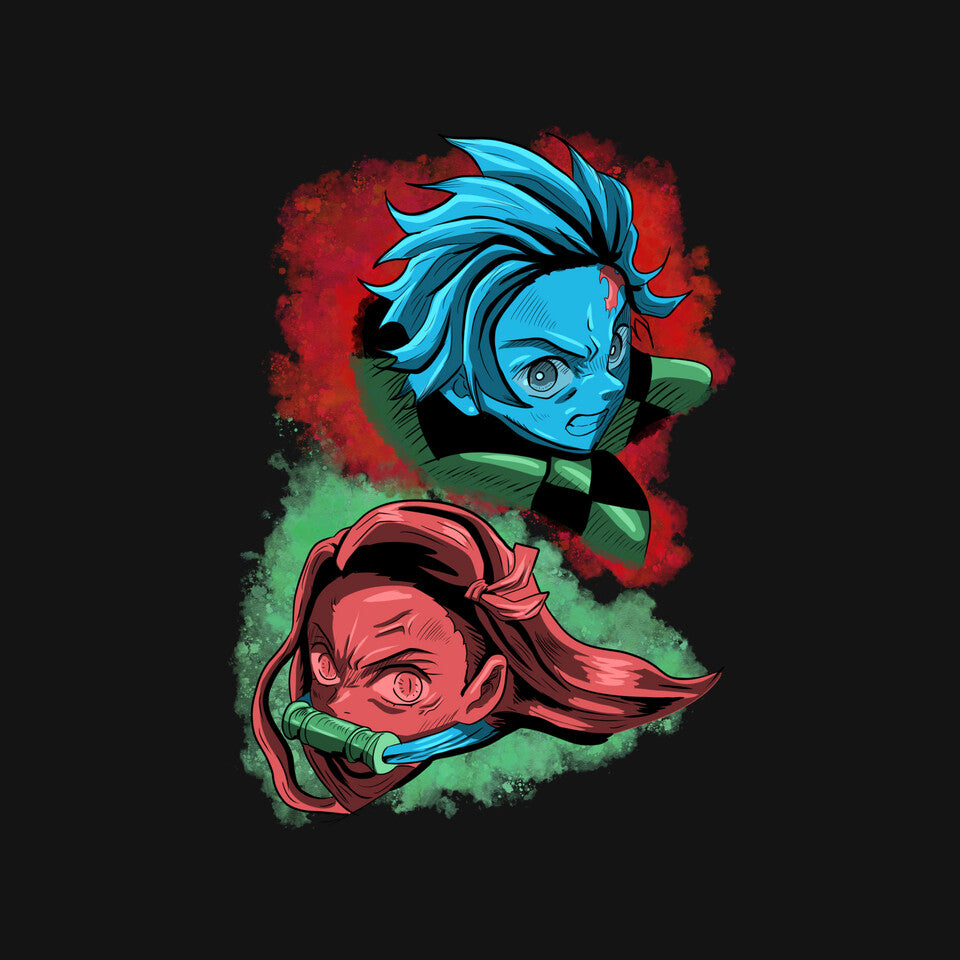The Demon And The Slayer – Anime Graphic T-Shirt design artwork for black graphic T-shirt