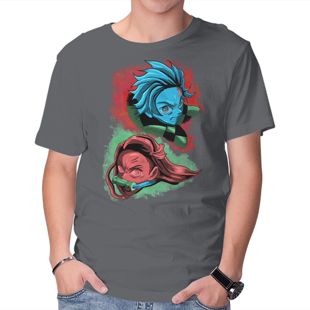 The Demon And The Slayer – Anime Graphic T-Shirt in charcoal, product display
