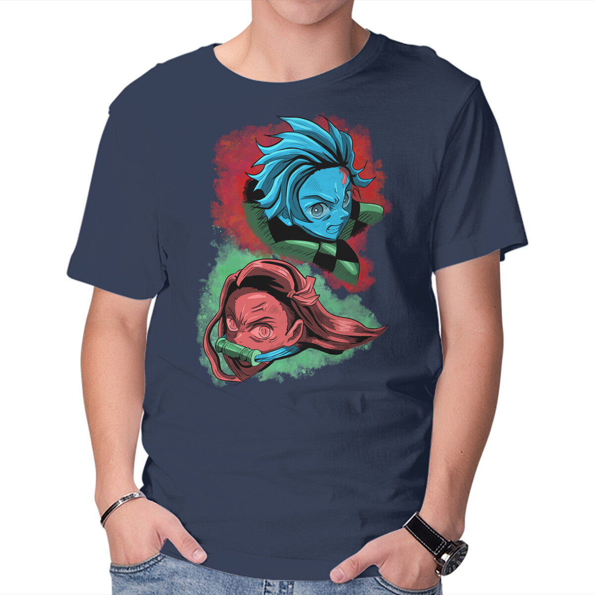 The Demon And The Slayer – Anime Graphic T-Shirt in navy, product display