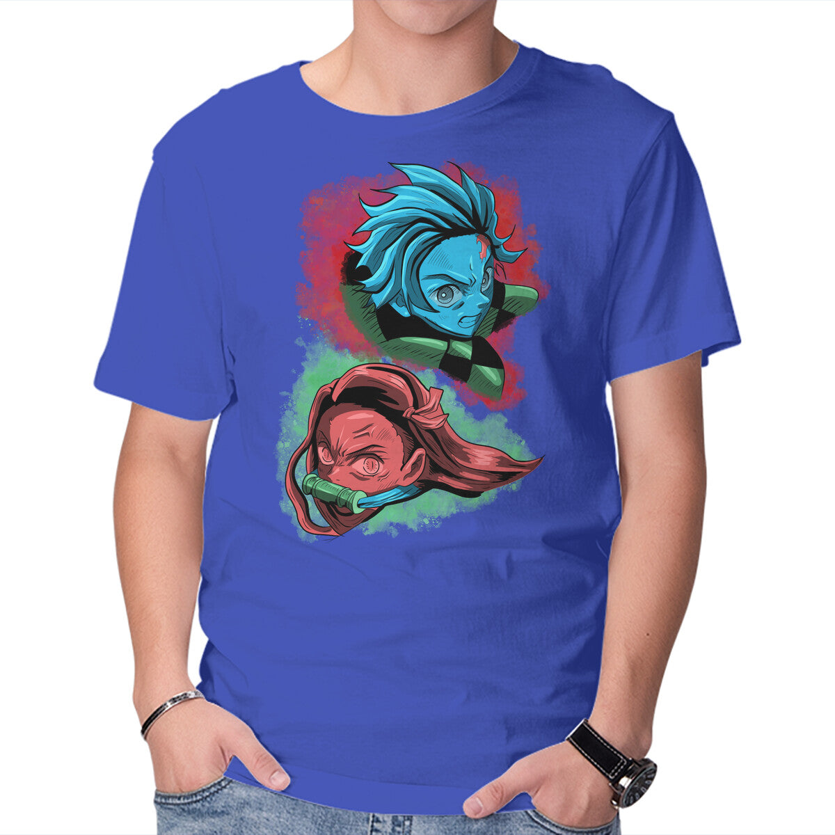 The Demon And The Slayer – Anime Graphic T-Shirt in royal blue, product display