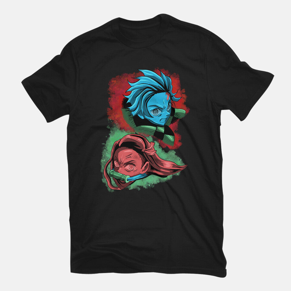 The Demon And The Slayer – Anime Graphic T-Shirt in black, flat-lay product view