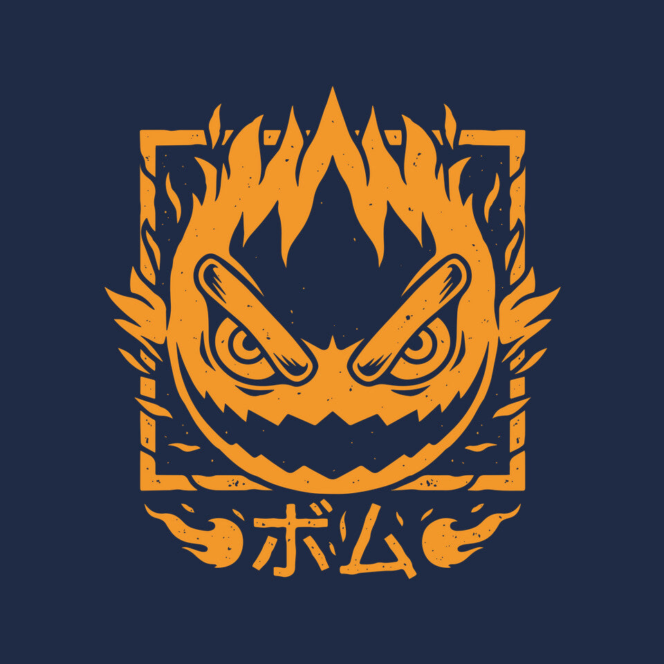 Fireball Bomb – Gaming Graphic T-Shirt design artwork for navy graphic T-shirt