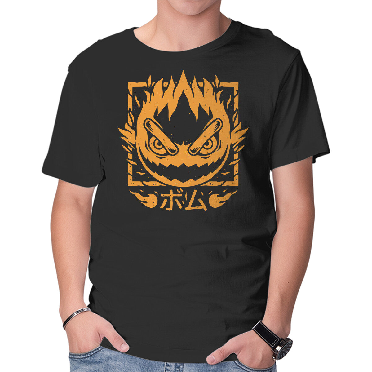 Fireball Bomb – Gaming Graphic T-Shirt in black, product display