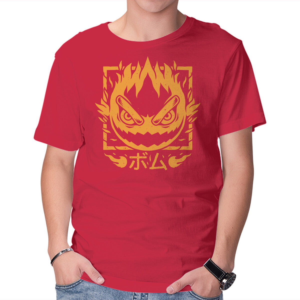 Fireball Bomb – Gaming Graphic T-Shirt in red, product display