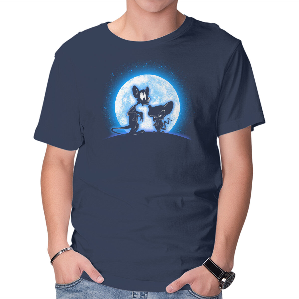 Moonlight Domination – Funny Graphic T-Shirt in navy, product display