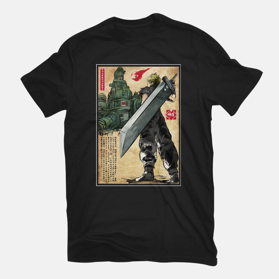 Welcome Back To Midgar – Gaming Graphic T-Shirt in black, flat-lay product view