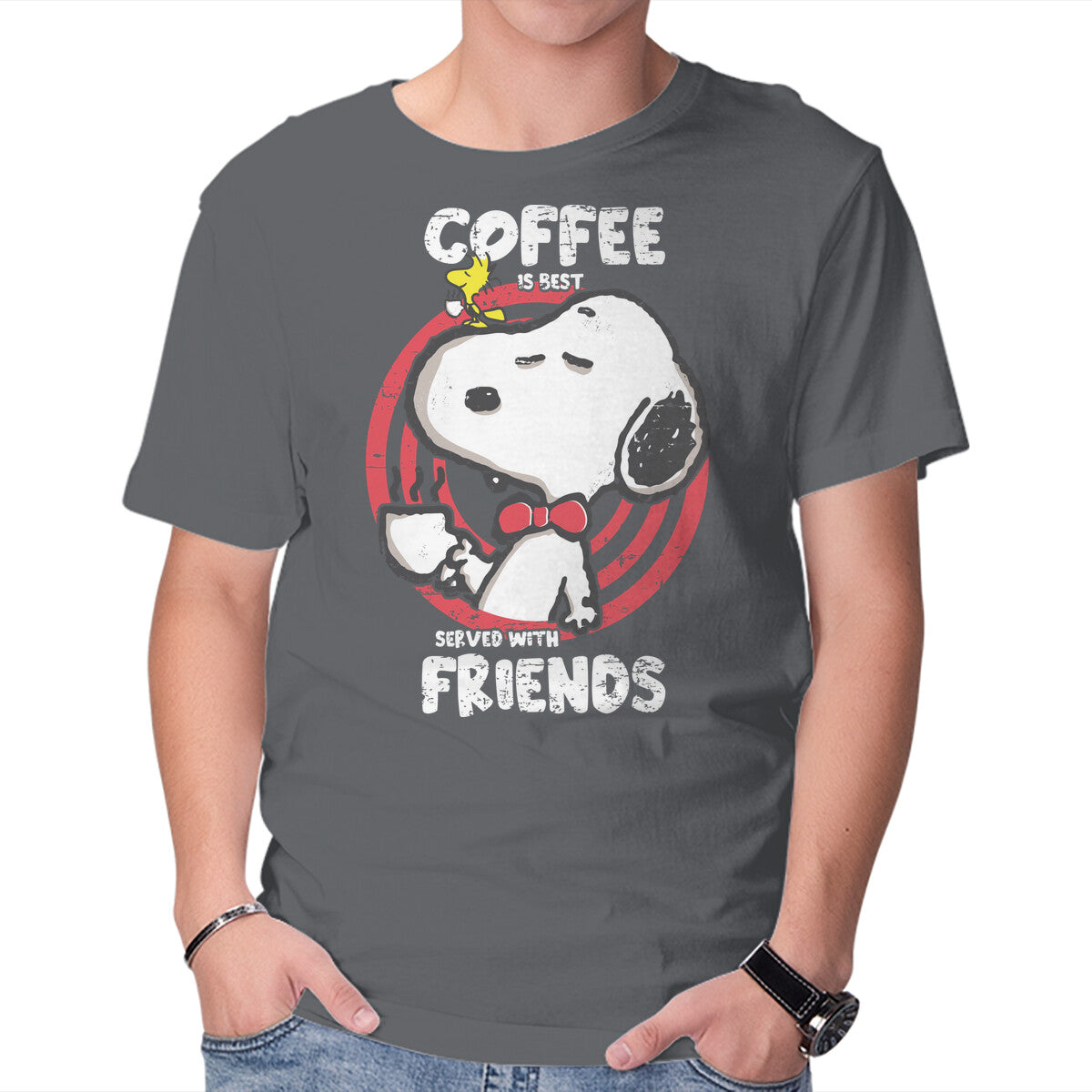 Best Served – Coffee Graphic T-Shirt in charcoal, product display