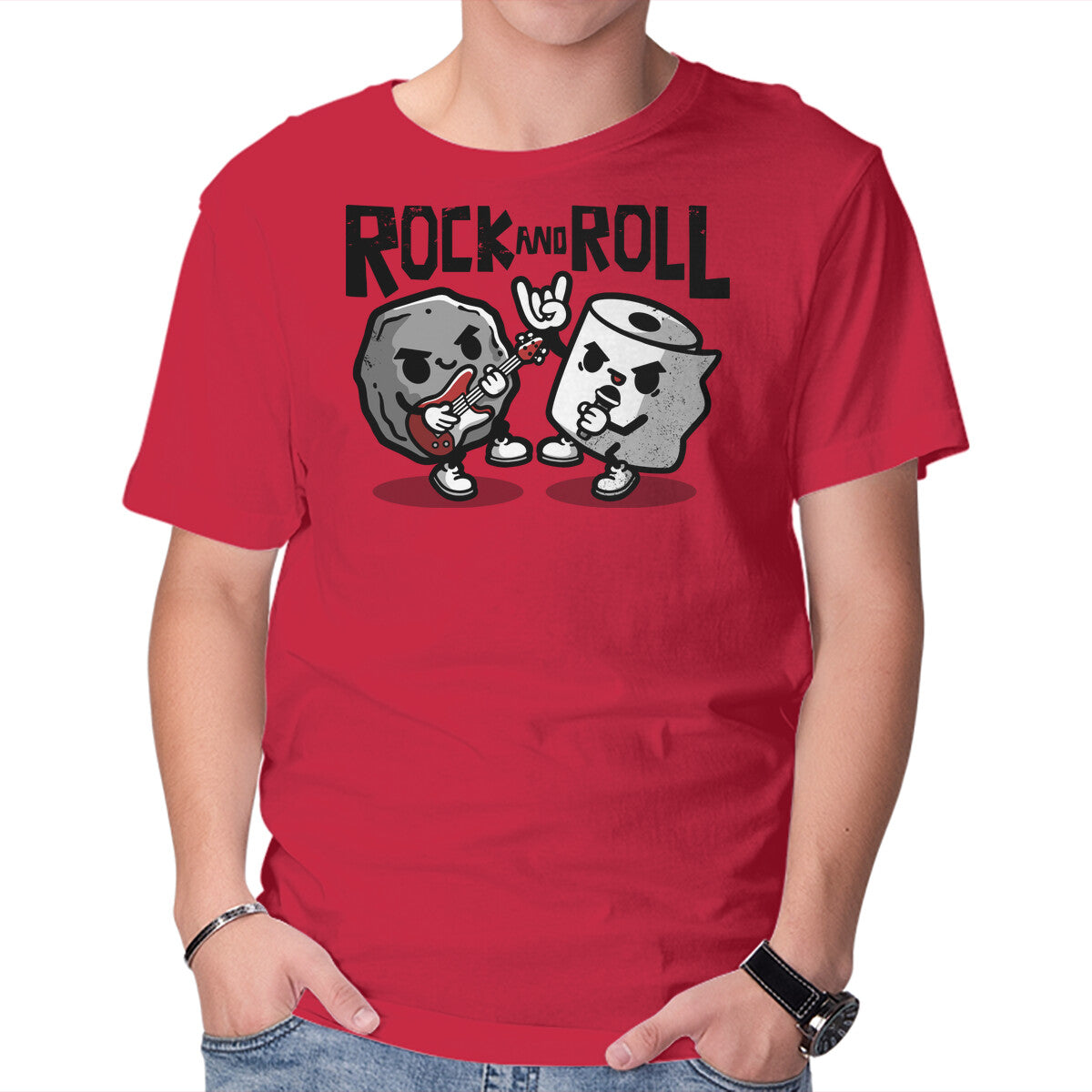Rock And Toilet Roll – Music Graphic T-Shirt in red, product display