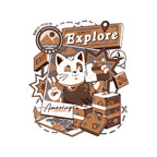 Explore The World – Cat Graphic T-Shirt design artwork for white graphic T-shirt