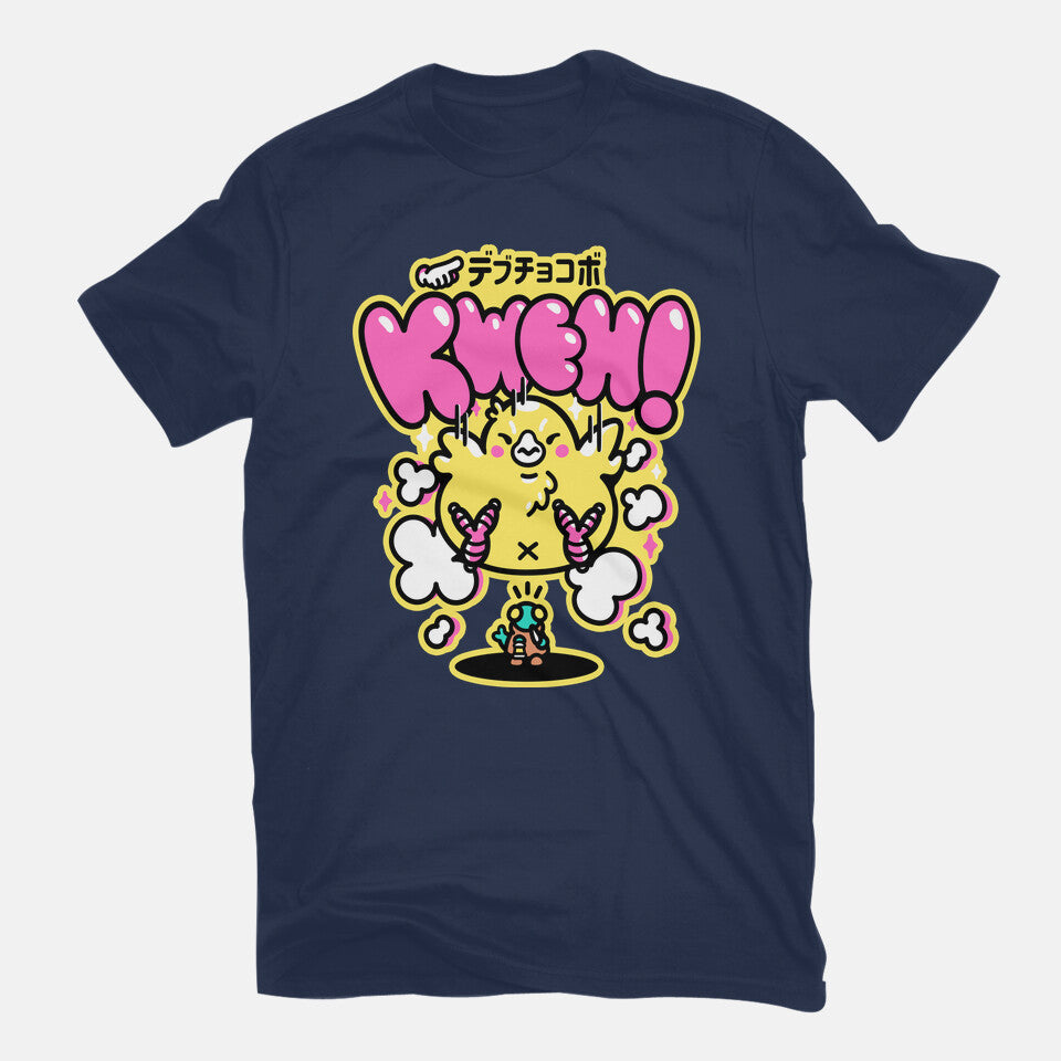 Fat Summon – Gaming Graphic T-Shirt in navy, flat-lay product view
