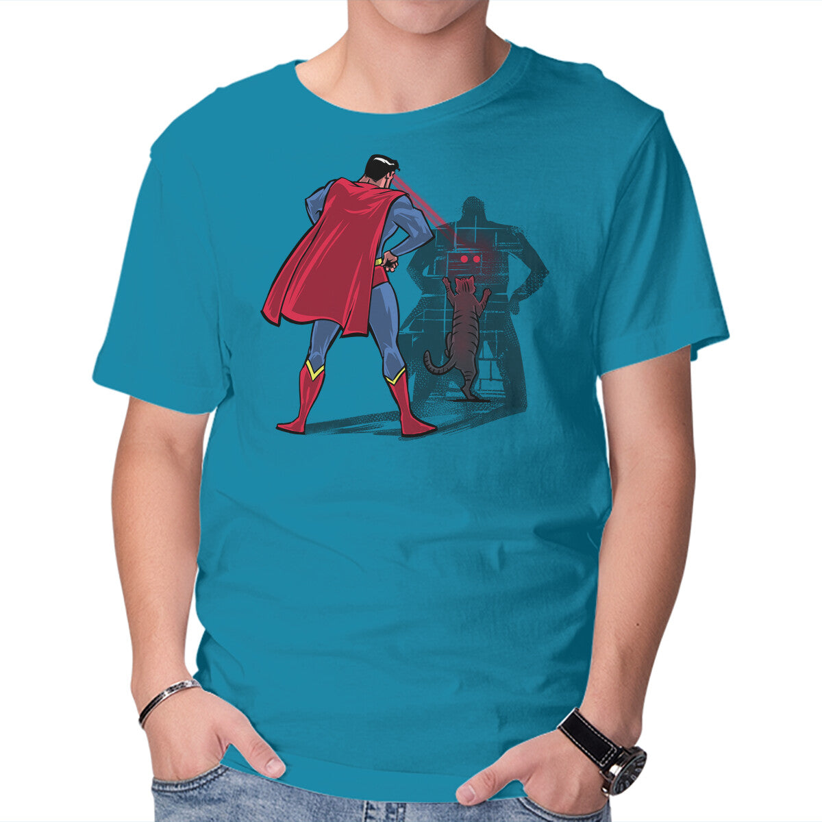Super Fun Game – Cat Graphic T-Shirt in turquoise, product display