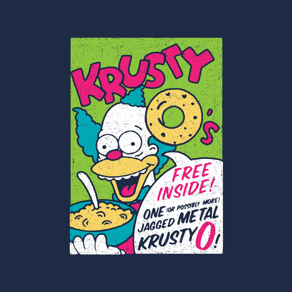 Krusty O's – Funny Graphic T-Shirt design artwork for navy graphic T-shirt