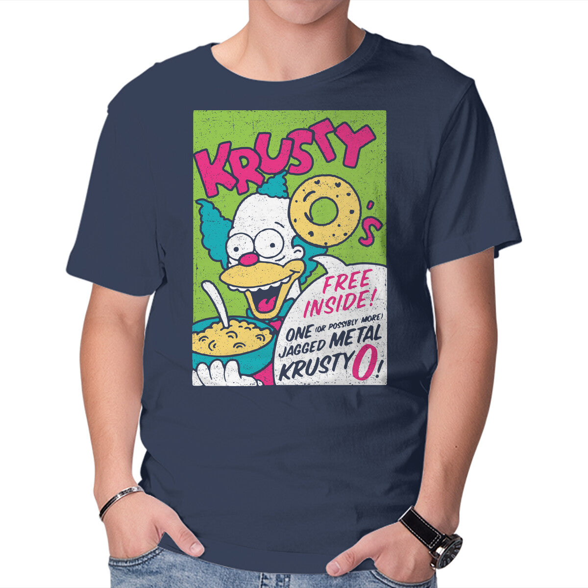 Krusty O's – Funny Graphic T-Shirt in navy, product display