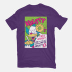 Krusty O's – Funny Graphic T-Shirt in purple, flat-lay product view
