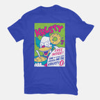 Krusty O's – Funny Graphic T-Shirt in royal blue, flat-lay product view