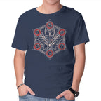 Dragon's Magic Circle – Gaming Graphic T-Shirt in navy, product display