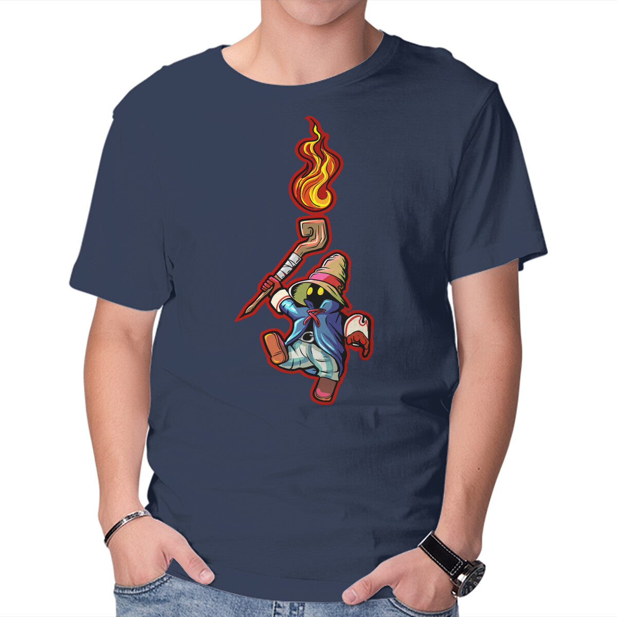 Cast Pyro – Gaming Graphic T-Shirt in navy, product display