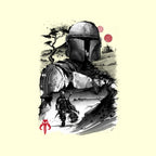 Bounty Hunter In The Desert Sumi-e – Sci-Fi Graphic T-Shirt