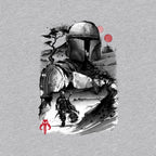 Bounty Hunter In The Desert Sumi-e – Sci-Fi Graphic T-Shirt