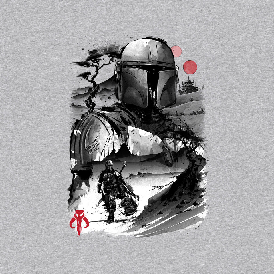 Bounty Hunter In The Desert Sumi-e – Sci-Fi Graphic T-Shirt