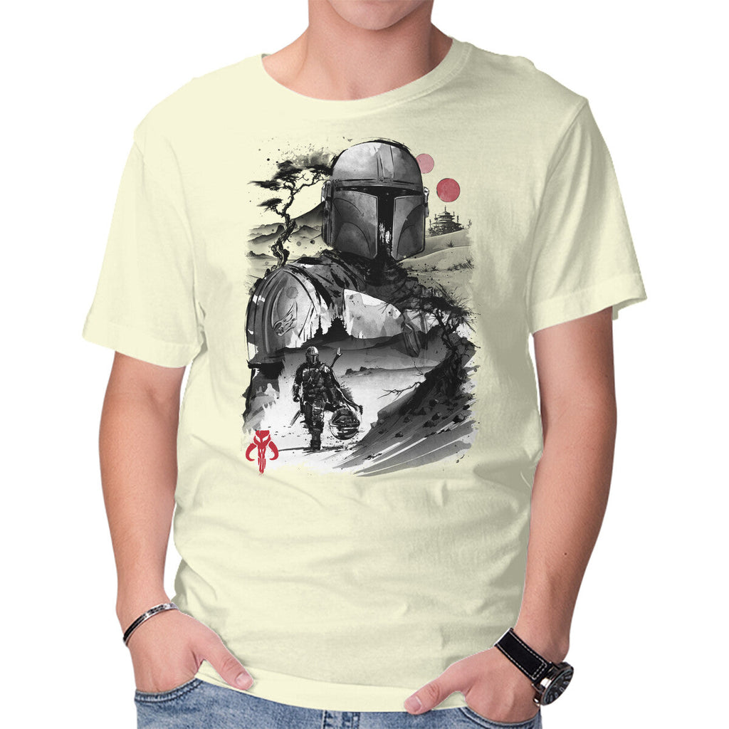 Bounty Hunter In The Desert Sumi-e – Sci-Fi Graphic T-Shirt