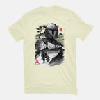 Bounty Hunter In The Desert Sumi-e – Sci-Fi Graphic T-Shirt