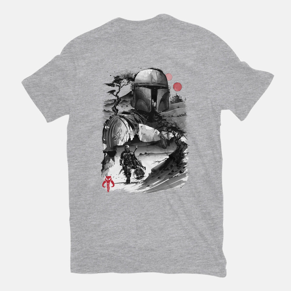 Bounty Hunter In The Desert Sumi-e – Sci-Fi Graphic T-Shirt