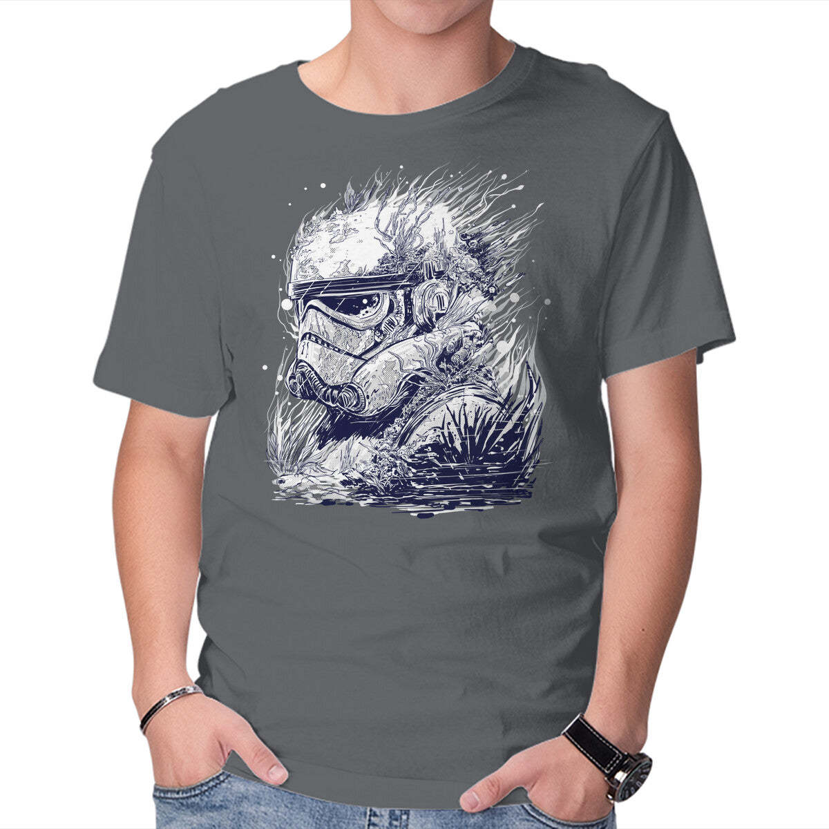 Sea Trooper – Sci-Fi Graphic T-Shirt in charcoal, product display