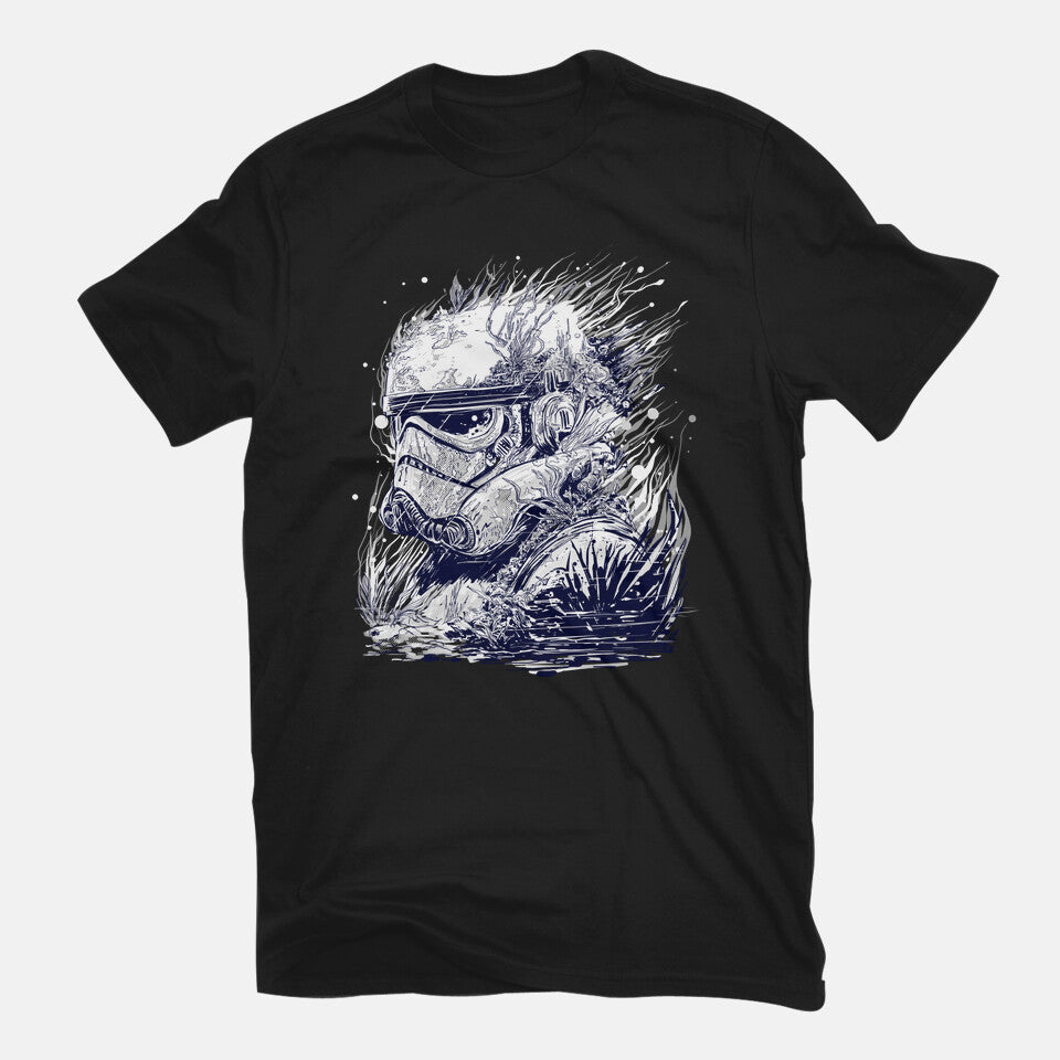 Sea Trooper – Sci-Fi Graphic T-Shirt in black, flat-lay product view