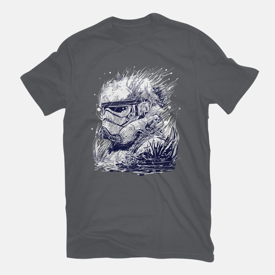 Sea Trooper – Sci-Fi Graphic T-Shirt in charcoal, flat-lay product view