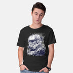Model wearing black Sea Trooper – Sci-Fi Graphic T-Shirt