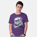 Model wearing purple Sea Trooper – Sci-Fi Graphic T-Shirt