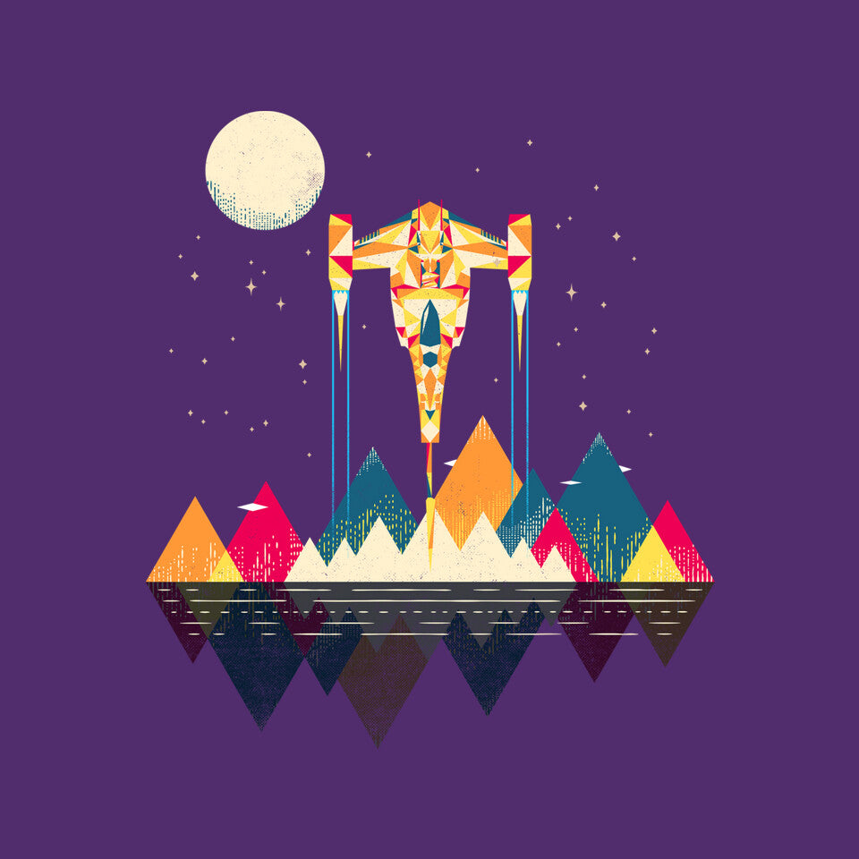 Starfighter – Sci-Fi Graphic T-Shirt design artwork for purple graphic T-shirt