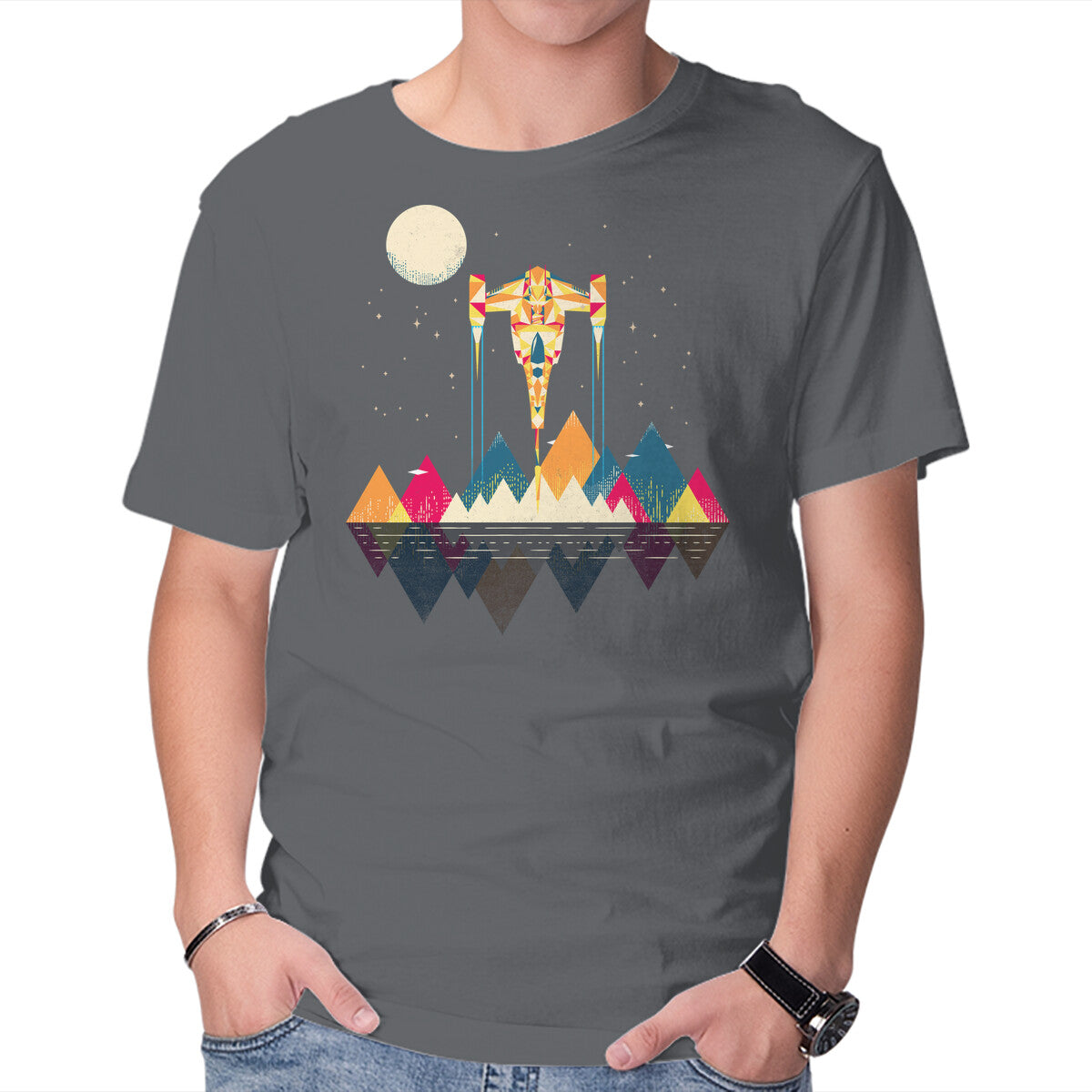 Starfighter – Sci-Fi Graphic T-Shirt in charcoal, product display