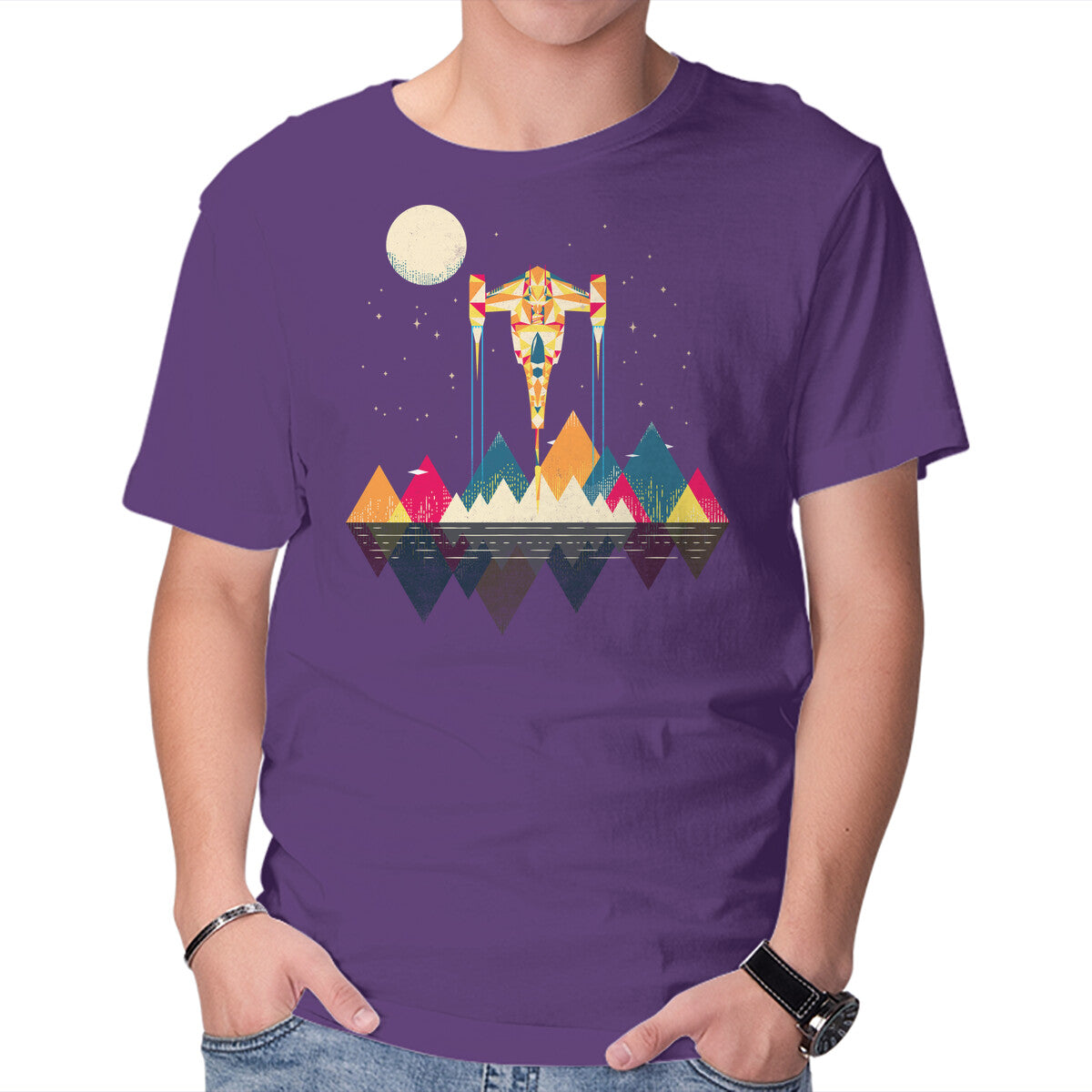 Starfighter – Sci-Fi Graphic T-Shirt in purple, product display