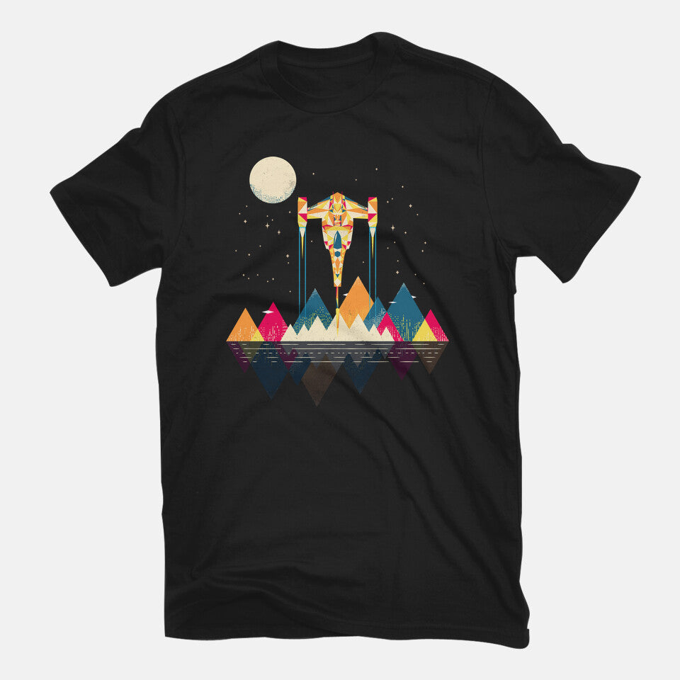 Starfighter – Sci-Fi Graphic T-Shirt in black, flat-lay product view