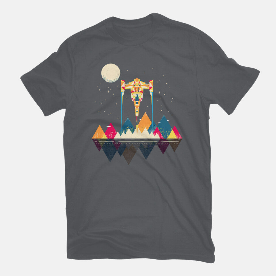 Starfighter – Sci-Fi Graphic T-Shirt in charcoal, flat-lay product view
