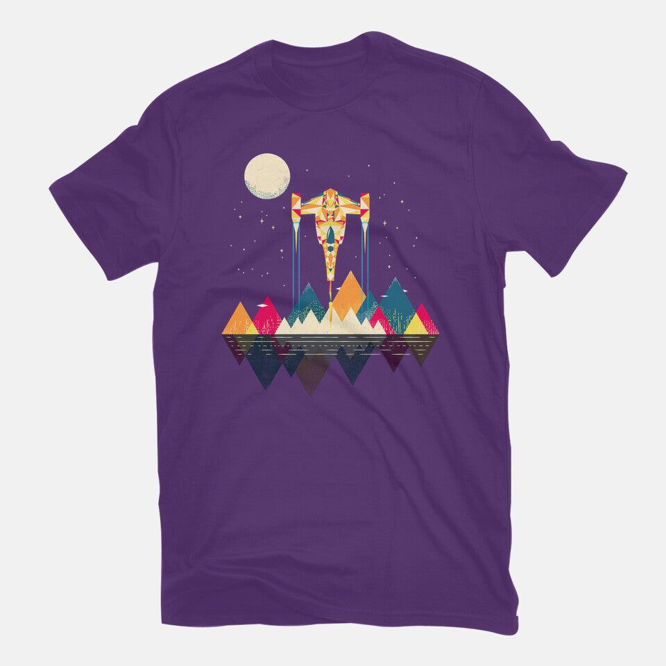 Starfighter – Sci-Fi Graphic T-Shirt in purple, flat-lay product view