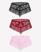 Floral Lace Briefs with Cute Bow