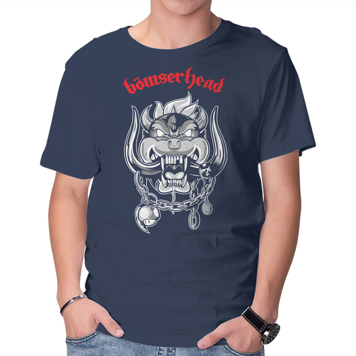 Bowserhead – Gaming Graphic T-Shirt in navy, product display