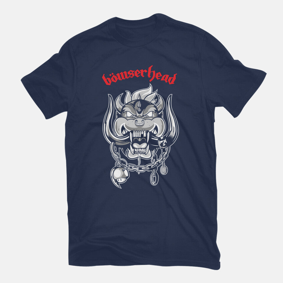 Bowserhead – Gaming Graphic T-Shirt in navy, flat-lay product view