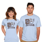 Model wearing blue A Scratch – Movie Graphic T-Shirt